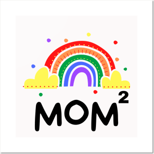 Two Moms with Rainbow Posters and Art